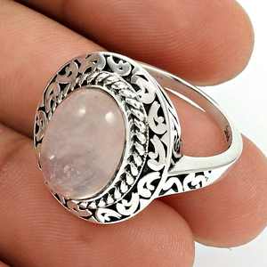Anillo Hecho a Mano con Piedra de Cuarzo Rosa y Plata de Ley 925, Joyería con Sello de Plata de Ley 925, Estilo Boho Sólido, Anillo Natural - Product Image 1