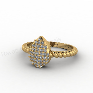 Anillo de Eternidad de Oro de 18k y Rodio con Plata 925, Incrustaciones de Circonita Cúbica en Forma de Pera de 7x10mm, Diseño de Cuerda Trenzada, Joyería Fina de Moda para Boda - Product Image 2