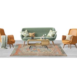 Tapis turc Oushak floral : Tapis vert de style antique, tapis imprimé, tapis doux non tissé - Product Image 2