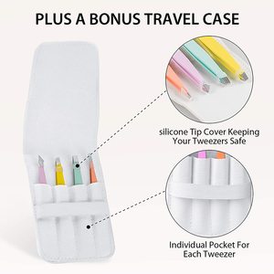 Juego de 4 pinzas inclinadas puntiagudas de acero inoxidable con logotipo personalizado, instrumentos de belleza personalizados con color personalizado - Product Image 2