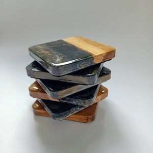 Classic Style Best Shaped Resin and Wooden Coaster <b>Set</b> Custom Material Kitchen Stone Pads Handmade in India - Product Image 4