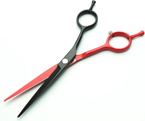 Ciseaux de coiffeur professionnels rouges/noirs pour la coupe de cheveux coiffeur portatif avec poignée en acier pour une utilisation en salon - Product Image 5