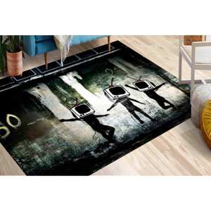 Alfombra Moderna con Diseño de Arte Callejero, Alfombra con Estampado de Cabeza de TV de Banksy, Alfombra Suave con Pelo Largo - Product Image 5