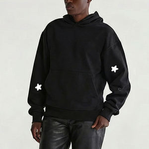 OEM/ODM Sweat à capuche pour homme en molleton épais, couleur unie, style Hip Hop Streetwear, épaules tombantes, coupe ample, pour l'hiver - Product Image 2