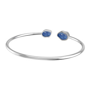 Premium 925 plata esterlina moda pulsera ajustable brazaletes Azul zafiro forma áspera Twister pulsera regalo mujeres - Product Image 3