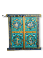 Hoge Hand Gesneden Houten Raamkozijn Traditionele Miniatuur Geschilderde Indiase Haveli Raam Beeldhouwen Interieur Muur Decor Kerst