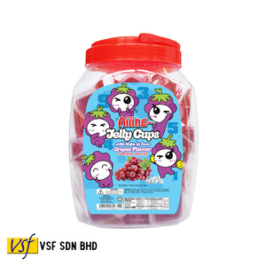 Aiiing Fruit Mini Jelly Cup Aiiing Jelly Cups with Nata De Coco Grapes Uvas Flavour 25g X 50 Pcs X 6 Jars - Product Image 1