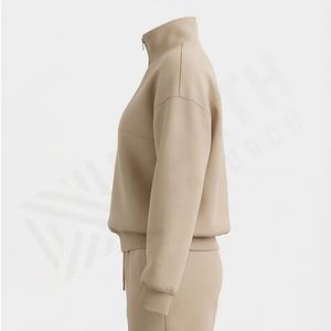 Conjunto Deportivo de Alta Calidad al por Mayor, 100% Algodón, Corte Regular, Sudadera Corta con Cierre de Cremallera de un Cuarto, Cuello Alto, Ropa Deportiva para Gimnasio - Product Image 3