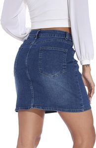 Minifalda vaquera Y2K para mujer, Falda corta elegante de cintura alta para discoteca con decoración de botones y estilo Sexy bordado de talla grande - Product Image 2