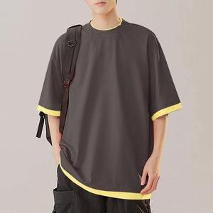 Conçu sur mesure pour hommes lavage à l'acide 100% coton peigné tissu formel T-Shirt surdimensionné Streetwear sérigraphie lettre - Product Image 1