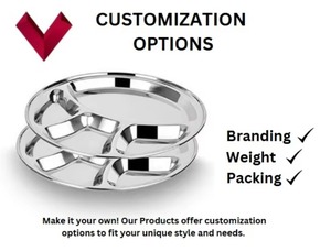 2025 Assiette à dîner ronde en acier inoxydable 4-en-1 la plus vendue Plaque à compartiments 4 sections pour les mariages présents en métal - Product Image 4