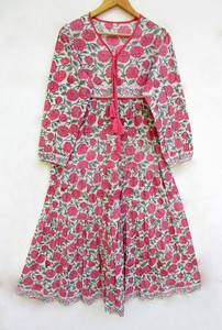 Fait à la main luxueux coton Floral Maxi robe pour les femmes longue été décontracté Vintage Style bohème naturel tour de taille bouton - Product Image 5