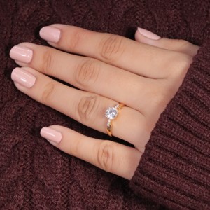 Classique 0.5ct 1ct Bague De Fiançailles Blanc Rond IGI Lab Diamant CVD 14k 18K Plaqué Or Pur Bijoux Classiques - Product Image 1