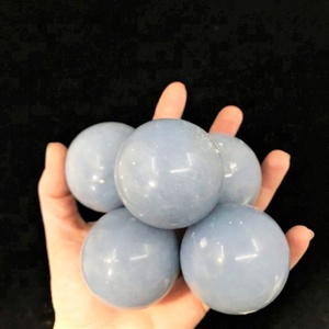 Pierre Naturelle Angelite Boule Sphères En Gros Cristal CraftsJade Roches Minéraux Reiki Décoratif Feng Shui Boule Sphères - Product Image 1