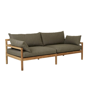 Sofá de Tres Plazas para Exteriores de Madera de Teca Natural con Excelente Diseño y Cojín - Moza - Product Image 1