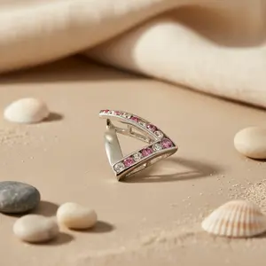 Colgante con Dije de Piedras Preciosas Rosadas y Blancas, Chapado en Oro Rosa y Rodio, para Uso Diario de Mujeres - Product Image 1