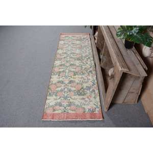 พรมสไตล์ตุรกีโบราณลายเบจสีเขียวงานปะผ้าขนแกะ2.1x6.7ft สี่เหลี่ยมขนาดใหญ่สำหรับตกแต่งห้อง - Product Image 3