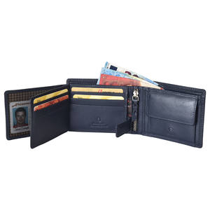 Cartera de cuero genuino con tres pliegues y bolsillo trasero para tarjetas - Product Image 1