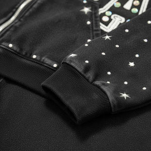 Ensemble de survêtement délavé à l'acide personnalisé 100% coton, effet vieilli, avec strass, pour homme, comprenant un pantalon de survêtement évasé et un sweat à capuche - Product Image 5