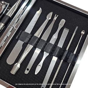 Set de Manicura Premium de Acero Inoxidable de 12 Piezas con Estuche de Cuero PU, Cortaúñas, Tijeras, Pinzas y Lima - Product Image 6