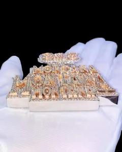 Pendentif pour homme personnalisable de style hip-hop, en argent sterling personnalisé, design 3D à deux tons, plaqué rhodium, moissanite - Product Image 3