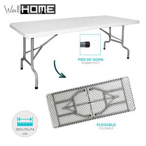 โต๊ะพับกลางแจ้งโพลีเอทิลีนสำหรับใช้ในบ้าน ขนาด 200x90x74 ซม. เฟอร์นิเจอร์บ้านที่สะดวกสบาย - Product Image 2