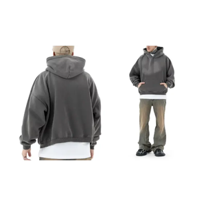 Básicos logotipo personalizado 500gsm hombres de alta calidad de manga larga sudaderas con capucha de peso pesado hombres sudaderas con capucha de gran tamaño - Product Image 5