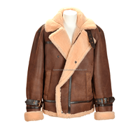 Vestes en peau de mouton de qualité supérieure pour hommes 2026, couleur marron chaud, avec fourrure de mouton à l'intérieur, design personnalisé, vestes chauffantes tendance pour l'hiver