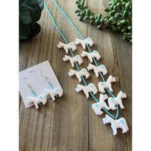 Ensemble de bijoux fins, collier avec pendentif cheval en argent sterling fait main Zuni - Product Image 2