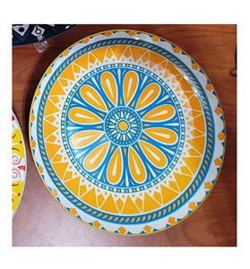 Orange avec base assiettes en céramique faites à la main de 8 pouces bols ustensiles de cuisine et vaisselle finis brillants plaqués - Product Image 3