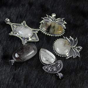 Designer Silver Plated <b>Necklace</b> with <b>Black</b> Rutile Gemstone <b>Pearl</b> Fashion Style Pendant Charms Featuring Crystals Number Pattern - Product Image 5