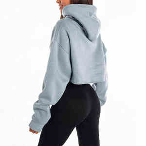 Sweats à capuche courts personnalisés pour femmes, vêtements pour femmes, sweats à capuche courts surdimensionnés, sweats à capuche vierges OEM personnalisés, vêtements de sport en coton respirant, sweats à capuche courts - Product Image 6