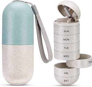 7 Days Pill Organizer Weekly Pill Box BPA Free 2 in 1 Moisture Proof Pill Organizer with Cutter