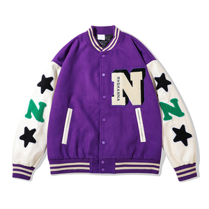 Veste universitaire en coton personnalisée unisexe veste de baseball extérieure d'hiver pour hommes transfert de chaleur conception de logo broderie en gros décontracté - Product Image 4