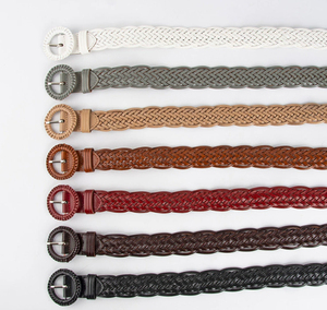 Cinturón de Vestir de Cuero Trenzado de Aleación Vintage con Hebilla de Placa para Regalo, Cinturones Tejidos para Mujer, Casual, Jeans, Golf - Product Image 4