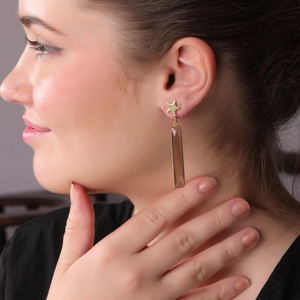 Pendientes colgantes de latón de moda DUA, joyería de boda hecha a mano chapada en oro de 18 quilates para mujer - Product Image 5