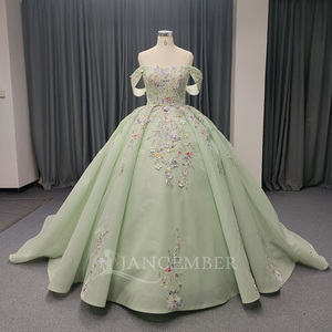 ANY200 Robe de soirée vintage à col bateau vert menthe avec perles et cristaux, longueur au sol, pour femmes - Product Image 1