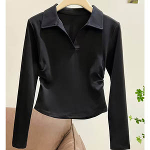 Women Slim Fit <b>Short</b> <b>Sleeve</b> Solid Polyester for Shirt Casual Office Wear Jersey Fabric Spring/Fall Everyday Outfit - Product Image 2