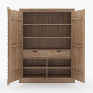 Armario Moderno de Madera de Teca con Puertas Arqueadas de Estilo Tradicional y Detalles de Hierro para Dormitorio, Almacenamiento en el Hogar, Apartamento, Muebles de Madera de Java - Product Image 4