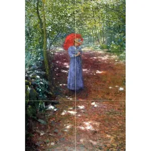 8,5x12,75 Walking in the Park Tile Mural Cocina y baño Pared Backsplash para un toque natural - Product Image 1