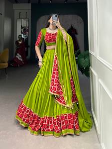 Último diseñador puro rayón algodón Gotta Patti impreso Lehenga Choli por FabZone - Product Image 2