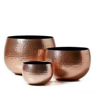 Lot de 3 pots de fleurs de luxe 1 finis en or rose pour le sol, le salon et la décoration. - Product Image 1