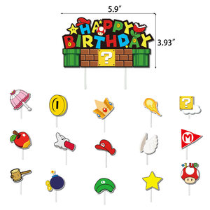 Mario Theme Party Decoration Set with Banner Cake <b>Toppers</b> Balloons for Game <b>Birthday</b> Party - Product Image 6