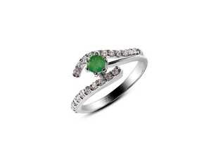 Natural Emerald <b>Ring</b> With Zirconia In 925 <b>Sterling</b> <b>Silver</b> Green Gemstone Jewelry May Birthstone Gift For Her - Product Image 2