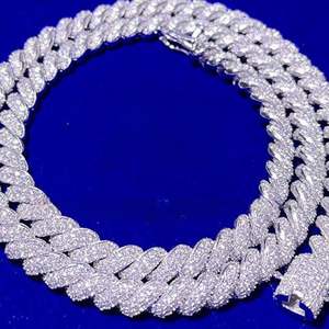 Men's Sterling <b>Silver</b> Iced Out <b>Rope</b> <b>Chain</b> with Diamond - Product Image 3