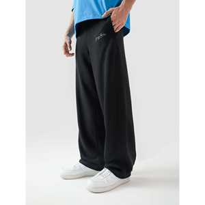 Pantalon cargo baggy en velours côtelé XL noir pour homme, avec fermeture éclair et plis décoratifs, coupe droite, délavé foncé, style décontracté chic, idéal pour le jogging - Product Image 4