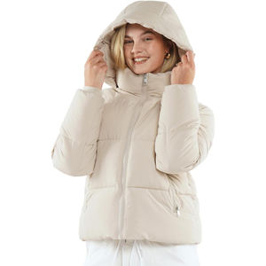 OEM Custom Logo Wholesale Hood Zipper Puffer <b>Jacket</b> Warm Thick <b>Zip</b> <b>up</b> Padded 100% Polyester Winter Padded <b>Jacket</b> For <b>Women</b> - Product Image 3