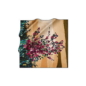 Pañuelo Cuadrado de Algodón con Diseño Floral Personalizado en Color Beige - Product Image 1