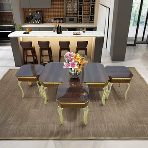 Mesa de centro de acero inoxidable convertible minimalista moderna para el hogar, oficina, dormitorio, muebles de sala de estar o uso en el bar del hogar - Product Image 1