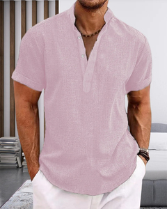Nueva Camiseta de manga corta informal con cuello Henry teñido con lazo para hombre, camiseta de manga corta de calle de alta calidad - Product Image 3